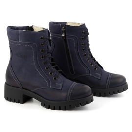 Olivier Botas de piel para mujer, botas de invierno con aislamiento, 272BB, azul marino 2