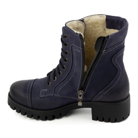 Olivier Botas de piel para mujer, botas de invierno con aislamiento, 272BB, azul marino 6