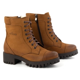 Olivier Botas de piel para mujer, botas de invierno con aislamiento, 272BB, marrón 2