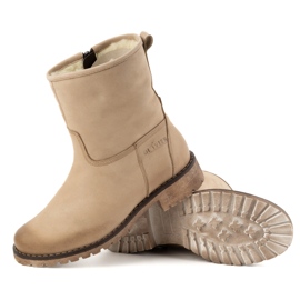 Olivier Botas de piel de invierno con aislamiento para mujer 340BB, beige 3