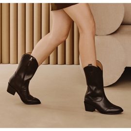 Marco Shoes Bota cowboy negra de piel auténtica negro 1