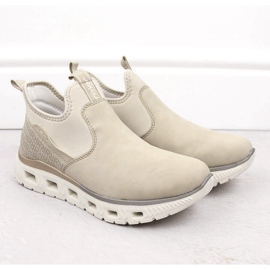 Zapatos slip-on beige cómodos y altos para mujer Rieker M6053-62 9