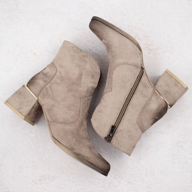 Botines de mujer en ante con tacón alto, beige Potocki 12422 3