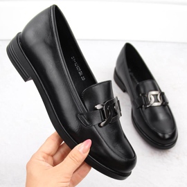Zapatos señores de mujer con adorno, negro Potocki 12425 1