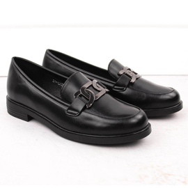 Zapatos señores de mujer con adorno, negro Potocki 12425 2