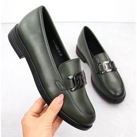 Zapatos señores de mujer con adorno, verde Potocki 12425 1