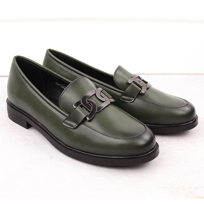 Zapatos señores de mujer con adorno, verde Potocki 12425 2