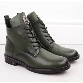 Botas de mujer con cordones y cremallera, verde Potocki SZ12179 1