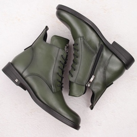 Botas de mujer con cordones y cremallera, verde Potocki SZ12179 2