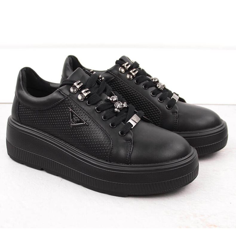 Zapatos de mujer de piel negra con plataforma Filippo DP6382 negro 2 Zapatos de mujer de piel negra con plataforma Filippo DP6382 negro 2