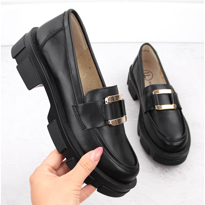 Zapatos de piel, mocasines negros de mujer Filippo DP6099 1