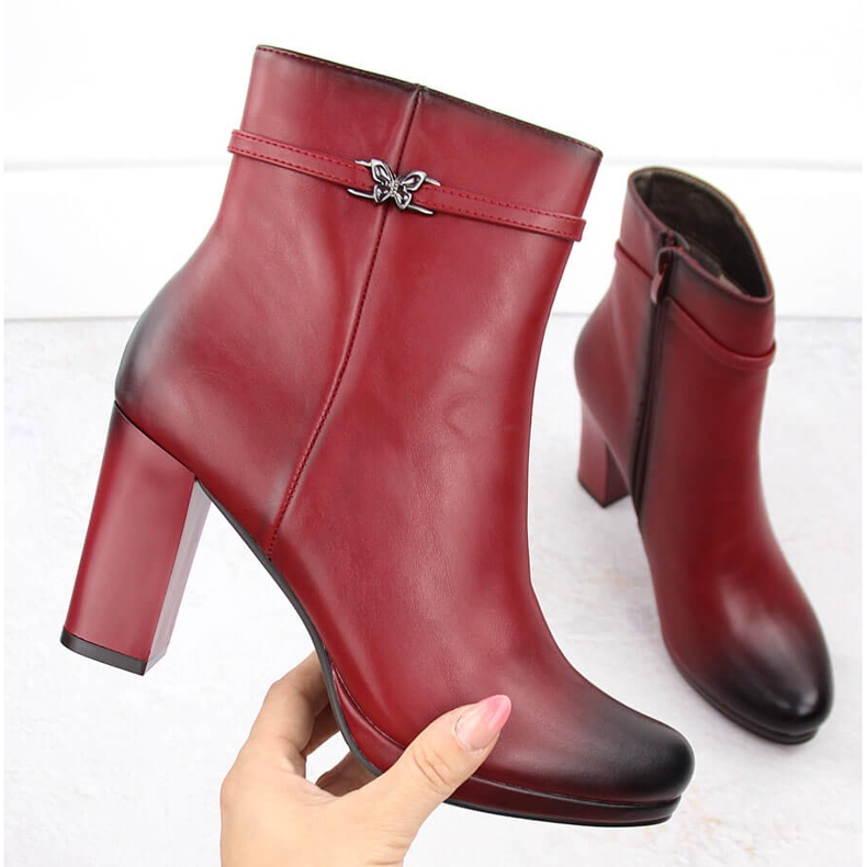 M. DASZYŃSKI Botines de mujer rojos con aislamiento M.Daszyński AF125-22 1 M. DASZYŃSKI Botines de mujer rojos con aislamiento M.Daszyński AF125-22 1