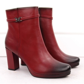M. DASZYŃSKI Botines de mujer rojos con aislamiento M.Daszyński AF125-22 2