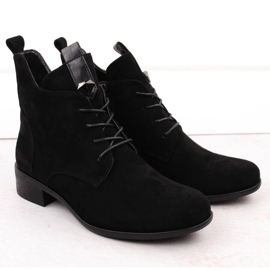 M. DASZYŃSKI Botas de mujer con cordones y cremallera con aislamiento negro M.Daszyński SA198-24 2