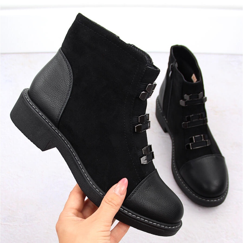 M. DASZYŃSKI Botines negros con aislamiento de ante para mujer M.Daszyński SA252-4 1