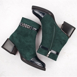 Botines de mujer con tacón decorativo, verde D&amp;A S.Barski Premium Collection MR880-018 3