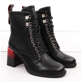 Botines de mujer con tacón decorativo negro D&amp;A S.Barski Premium Collection MR880-132 2