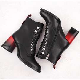 Botines de mujer con tacón decorativo negro D&amp;A S.Barski Premium Collection MR880-132 3