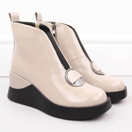Botas cuña mujer charol D&amp;A S.Barski Colección Premium MR880-136 beige 2