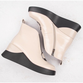 Botas cuña mujer charol D&amp;A S.Barski Colección Premium MR880-136 beige 3