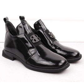 Botines de mujer de charol con decoración, negro Filippo DBT4763 2