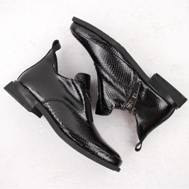 Botines de mujer de charol con decoración de cocodrilo, negro Filippo DBT6425 3