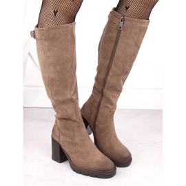 Botas mujer ante tacón y plataforma beige Vinceza 58106 4