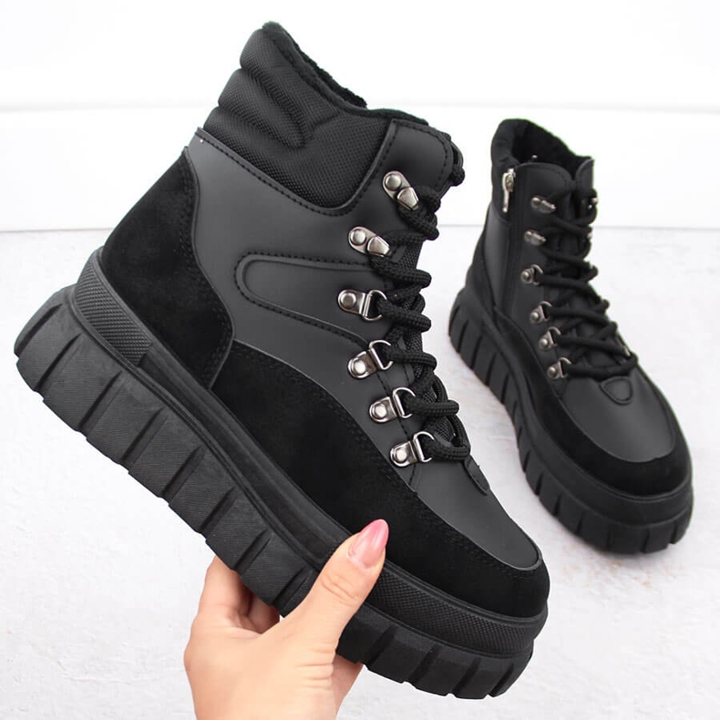 News Botas de mujer negras con plataforma gruesa Novedad 7928 negro 1