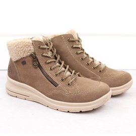 Botines de mujer impermeables piel beige Rieker L7701-24 8