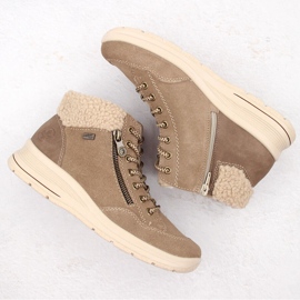 Botines de mujer impermeables piel beige Rieker L7701-24 9
