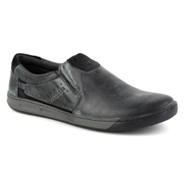 KOMODO Zapatos sin cordones de piel para hombre 934K, gris 2
