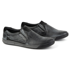 KOMODO Zapatos sin cordones de piel para hombre 934K, gris 3