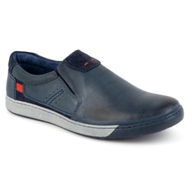 KOMODO Zapatos slip-on de piel para hombre 934K, azul marino 2