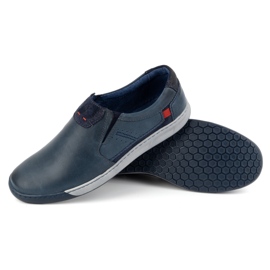 KOMODO Zapatos slip-on de piel para hombre 934K, azul marino 4