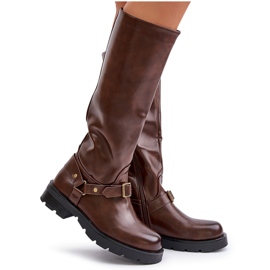 Botas De Mujer Aislante Con Cremallera Piel Ecológica Marrón Tialethe 11