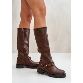 Botas De Mujer Aislante Con Cremallera Piel Ecológica Marrón Tialethe 4