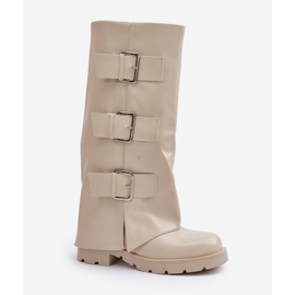 Botas aislantes con parte superior vuelta y hebillas, beige claro Cialetta 4