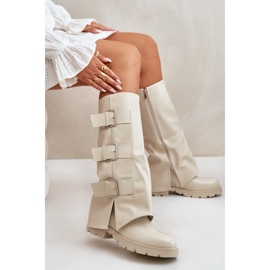 Botas aislantes con parte superior vuelta y hebillas, beige claro Cialetta 8