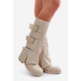 Botas aislantes con parte superior vuelta y hebillas, beige claro Cialetta 1