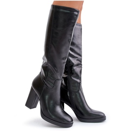 Botas Tacón Alto Piel Ecológica Por Encima De La Rodilla, Negro Riamaya 9