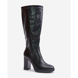 Botas Tacón Alto Piel Ecológica Por Encima De La Rodilla, Negro Riamaya 4
