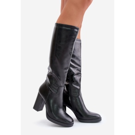Botas Tacón Alto Piel Ecológica Por Encima De La Rodilla, Negro Riamaya 1