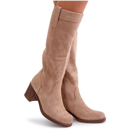 Botas de tacón alto por encima de la rodilla para mujer, Beige Erisorae 10