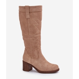 Botas de tacón alto por encima de la rodilla para mujer, Beige Erisorae 4
