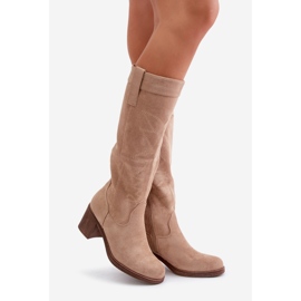 Botas de tacón alto por encima de la rodilla para mujer, Beige Erisorae 1