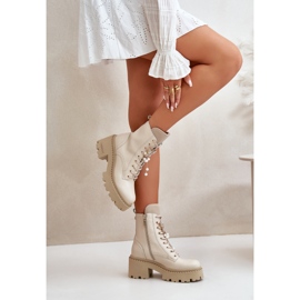 Botines Obreros Mujer Piel Con Mariposa Beige CheBello 4590 16