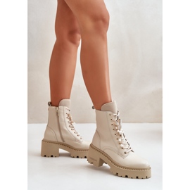 Botines Obreros Mujer Piel Con Mariposa Beige CheBello 4590 14