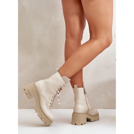 Botines Obreros Mujer Piel Con Mariposa Beige CheBello 4590 18