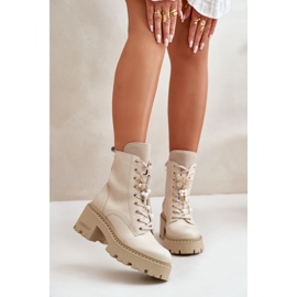 Botines Obreros Mujer Piel Con Mariposa Beige CheBello 4590 19