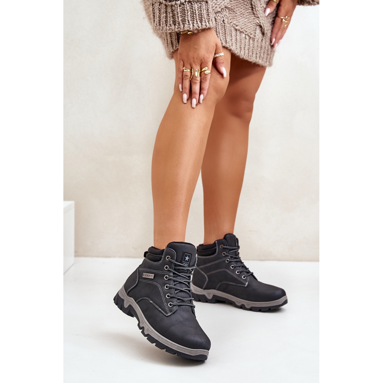 News Zapatos de trekking aislantes para hombre fabricados en piel ecológica, azul marino Neramia 2